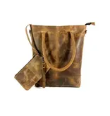 LEATHER DESIGN Hunter leren shopper met een extra tasje bruin