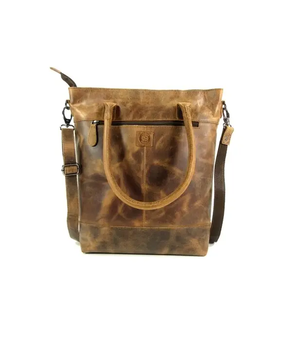 LEATHER DESIGN Hunter leren shopper met een extra tasje bruin