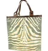 LEATHER DESIGN Trendy boodschappen tas Zebra print groen