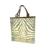 LEATHER DESIGN Trendy boodschappen tas Zebra print groen