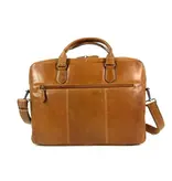 GENICCI NOBLE 2 vaks leren laptoptas 15,6 inch cognac