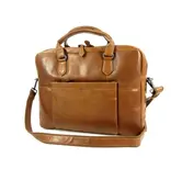 GENICCI NOBLE 2 vaks leren laptoptas 15,6 inch cognac