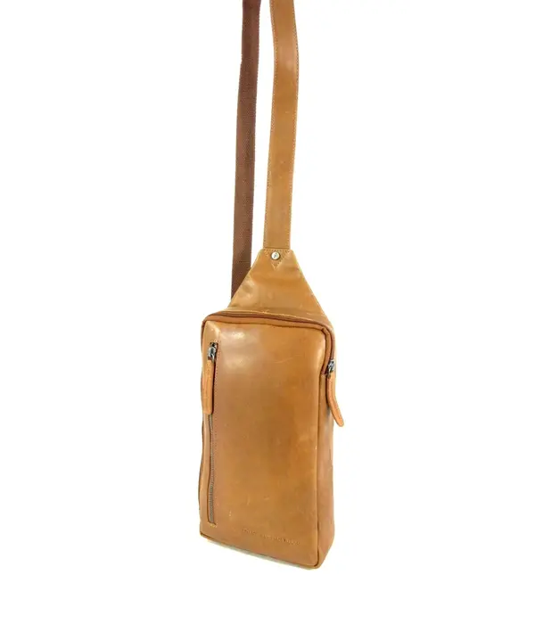 Chesterfield ROTTERDAM trendy Leren crossbody tas cognac