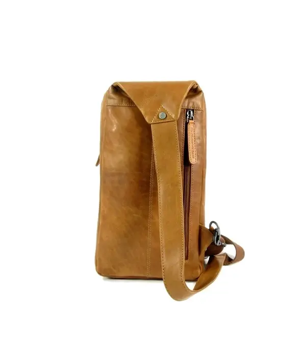 Chesterfield ROTTERDAM trendy Leren crossbody tas cognac