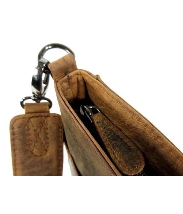 LEATHER DESIGN Trendy hunter handtas schoudertas bruin