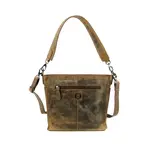 LEATHER DESIGN Trendy hunter handtas schoudertas bruin