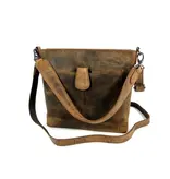 LEATHER DESIGN Trendy hunter handtas schoudertas bruin