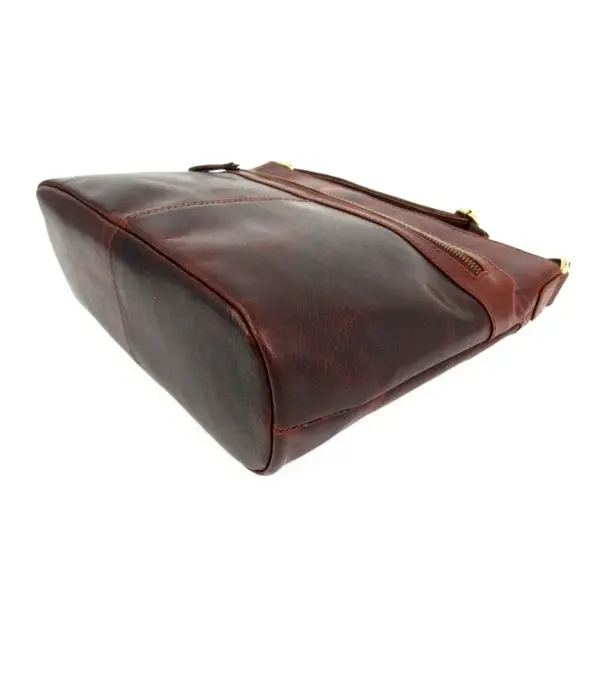 LEATHER DESIGN prachtige leren damestas schoudertas Cognac