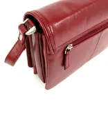 LEATHER DESIGN Strak leren Chique 3 vaks kleptas schoudertas rood