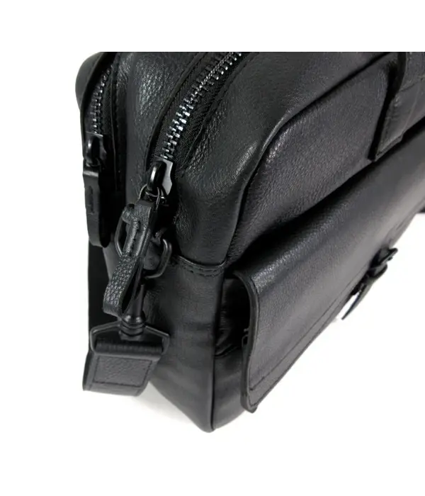 Berba Klassieke leren 2 vaks 15 inch business tas zwart