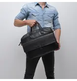 Berba Klassieke leren 2 vaks 15 inch business tas zwart