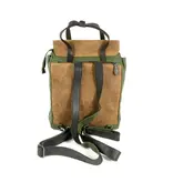 LEATHER DESIGN Stoere leren hunter canvas rugzak werktas HIPSTER Bruin - groen