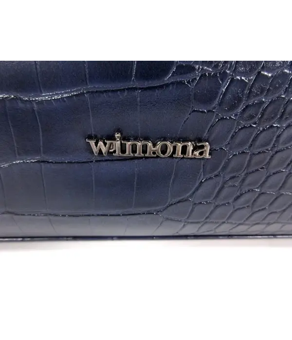 Wimona PU damestas handtas laptop tas SOFIA croco Donker Blauw