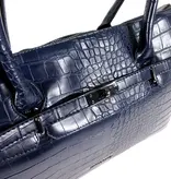 Wimona PU damestas handtas laptop tas SOFIA croco Donker Blauw