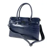 Wimona PU damestas handtas laptop tas SOFIA croco Donker Blauw