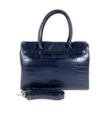 Wimona PU damestas handtas laptop tas SOFIA croco Donker Blauw