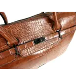 Wimona PU damestas handtas laptop tas SOFIA croco Bruin