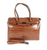 Wimona PU damestas handtas laptop tas SOFIA croco Bruin