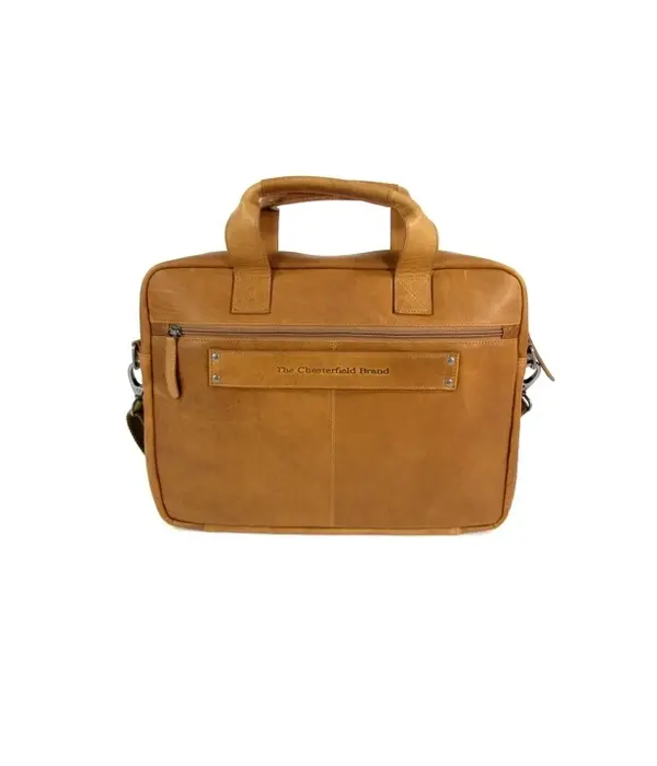 Chesterfield Heren zakentas 15" Laptop tas CALVI Wax Pull up Cognac