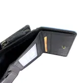 GAZ Ruime dames rits portemonnee met klep RFID zwart