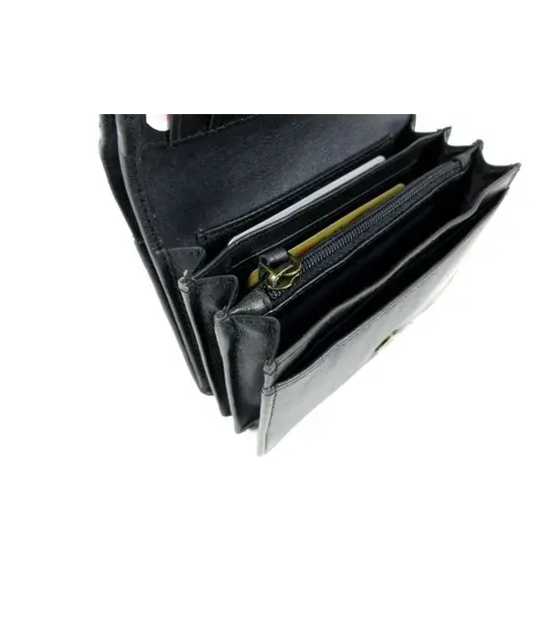 GAZ Ruime dames portemonnee met klep RFID zwart