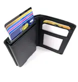 LEATHER DESIGN Met Figuretta Card protector klap portemonnee zwart