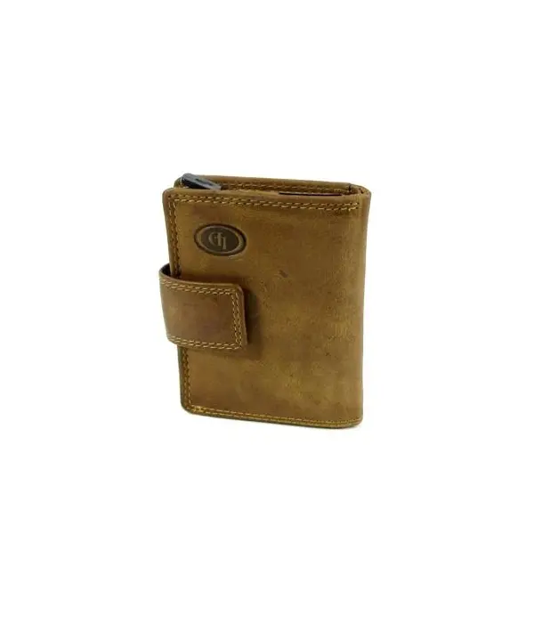 LEATHER DESIGN Met Figuretta Card protector in chic leren portemonnee Cognac