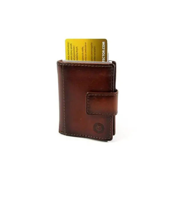 LEATHER DESIGN Met Figuretta Card protector in chic leren portemonnee Bruin