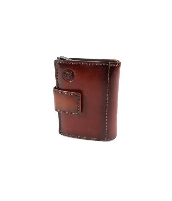 LEATHER DESIGN Met Figuretta Card protector in chic leren portemonnee Bruin