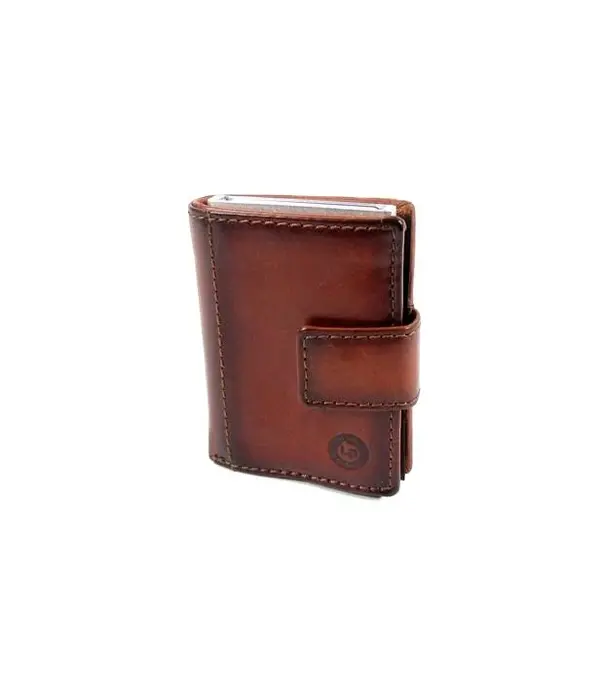 LEATHER DESIGN Met Figuretta Card protector in chic leren portemonnee Bruin