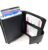 LEATHER DESIGN Met Figuretta Card protector in chic leren portemonnee zwart