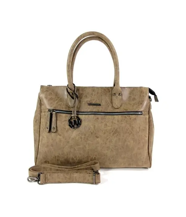 Wimona Trendy PU handtas schoudertas FABIANA Taupe Gavetas.nl