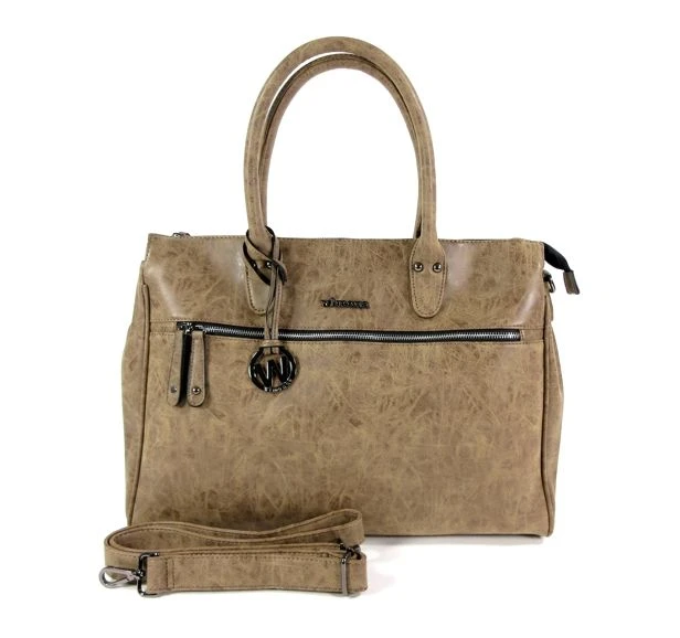 Wimona Trendy PU handtas schoudertas FABIANA Taupe Gavetas.nl