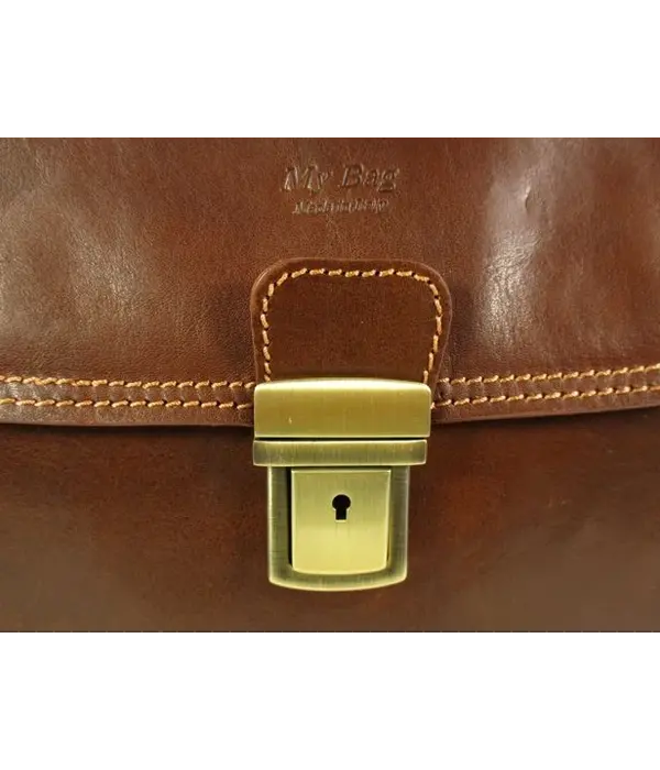 My Bag 3 vaks aktetas documenten schoudertas Cognac