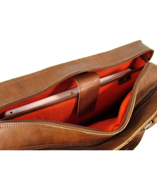 ORANGE FIRE Heren laptoptas 15,6" TWO POCKET L Cognac