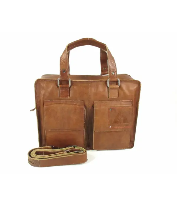 ORANGE FIRE Heren laptoptas 15,6" TWO POCKET L Cognac