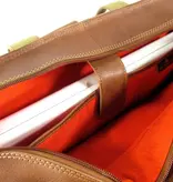 ORANGE FIRE Leren schoudertas rugtas 15,6" BACKER cognac