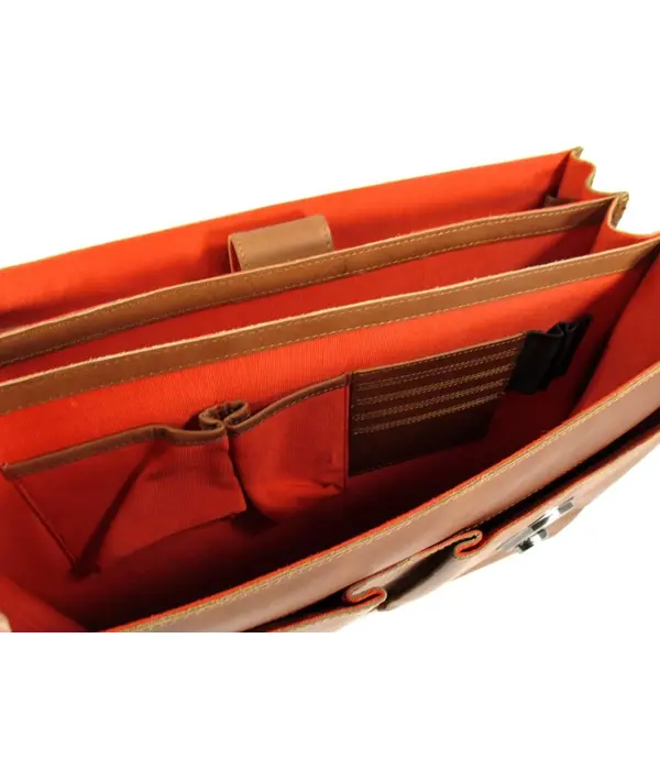 ORANGE FIRE Leren business tas laptoptas OLD SKOOL 15,6" cognac