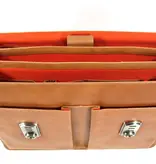 ORANGE FIRE Leren business tas laptoptas OLD SKOOL 15,6" cognac