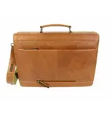 ORANGE FIRE Leren business tas laptoptas OLD SKOOL 15,6" cognac