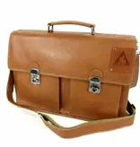 ORANGE FIRE Leren business tas laptoptas OLD SKOOL 15,6" cognac