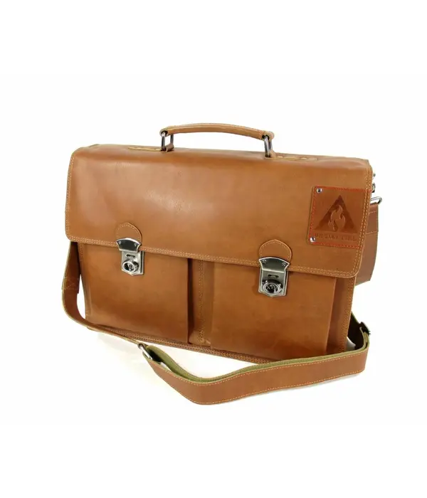 ORANGE FIRE Leren business tas laptoptas OLD SKOOL 15,6" cognac