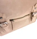 LEATHER DESIGN Stoer kleptasje schoudertasje met suede beige