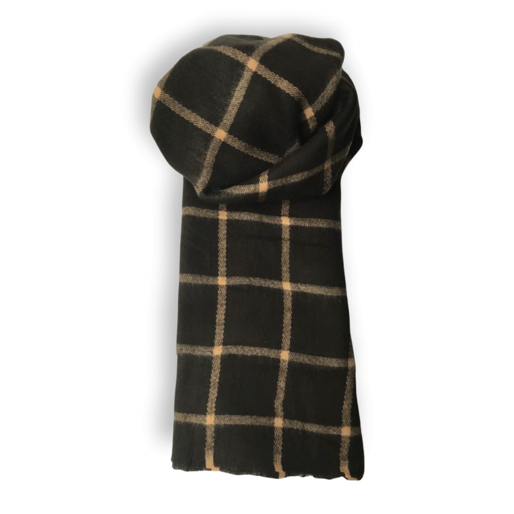 Wintersjaal Checked Camel Black