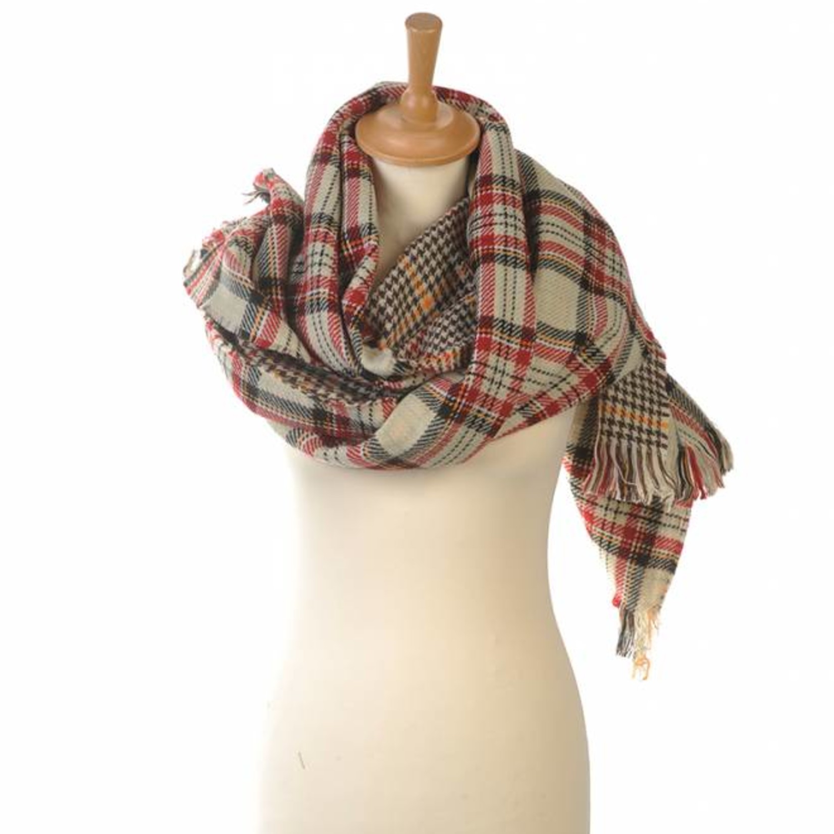 Omslagdoek Sjaal Tartan Twist Creme