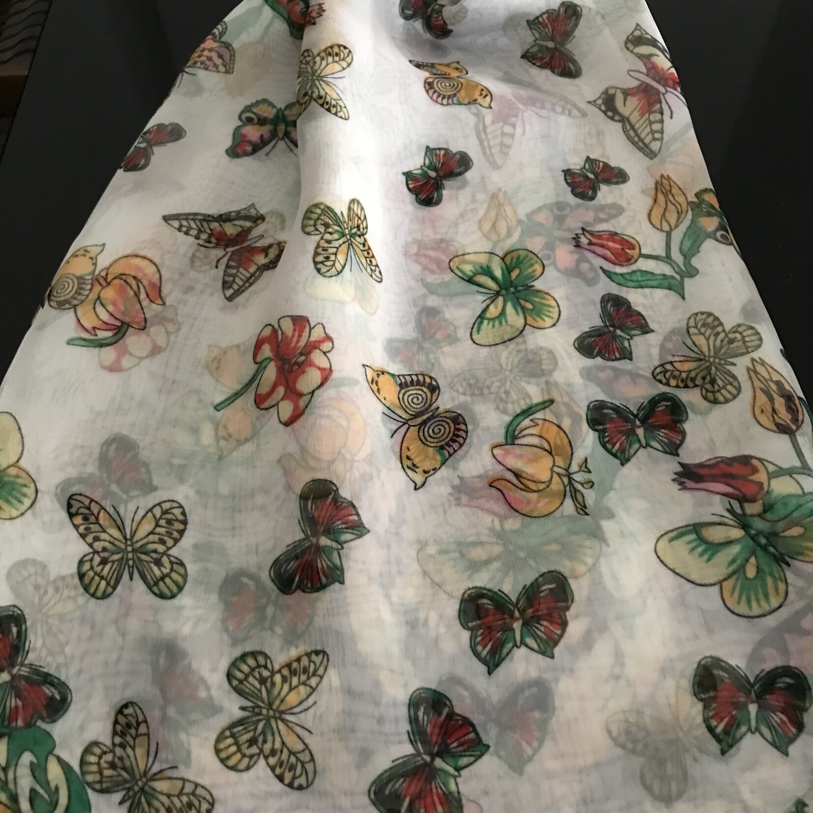 Sjaal Silk Butterfly Wit