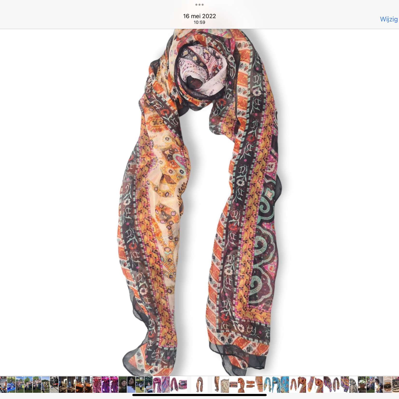 Sjaal Silk Oranje/Zwart/Wit