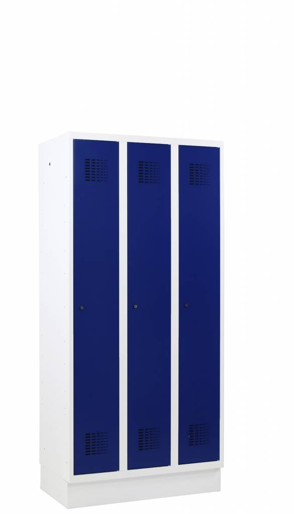 KantoormeubelenPlus Classic garderobekast met 3 afdelingen Kast Licht Grijs Deur Antraciet Grijs (25 werkdagen levertijd) H. 180 cm B. 90cm D. 50 cm