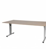 T-lines bureau, hoogte instelbaar (61-90cm) met 200x100cm 20mm blad en t-poot frame met rechte tenen