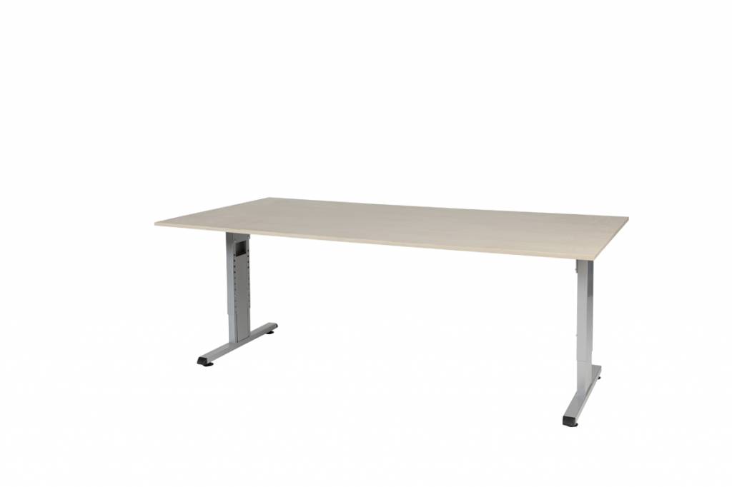 T-lines bureau, hoogte instelbaar (61-90cm) met 200x100cm 20mm blad en t-poot frame met rechte tenen